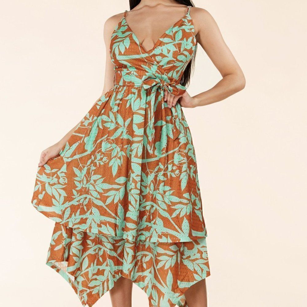 L'atise by Amy Handkerchief Hem Midi Dress - Floral Eyelet - Picture 7 of 11